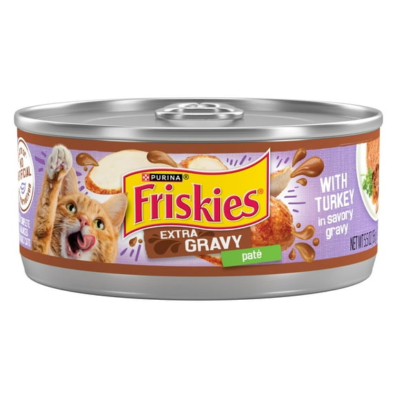 Purina Friskies Gravy Pate with Turkey in Savory Gravy, Wet Cat Food, 5.5 oz. Cans, 24 Pack