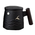 thumbnail image 4 of Taza de cerámica con ciervo a lámpara de , arte hecho y tapa con de , taza de , taza divertida, taza de té perfecl taza de café, 4 of 7