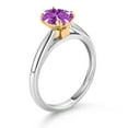 thumbnail image 3 of Gem Stone King 10K White and Yellow Gold Fancy Purple Zirconia Solitaire Engagement Ring for Women (1.21 Cttw, Oval 8X6MM, Gemstone Birthstone, Size 6), 3 of 4