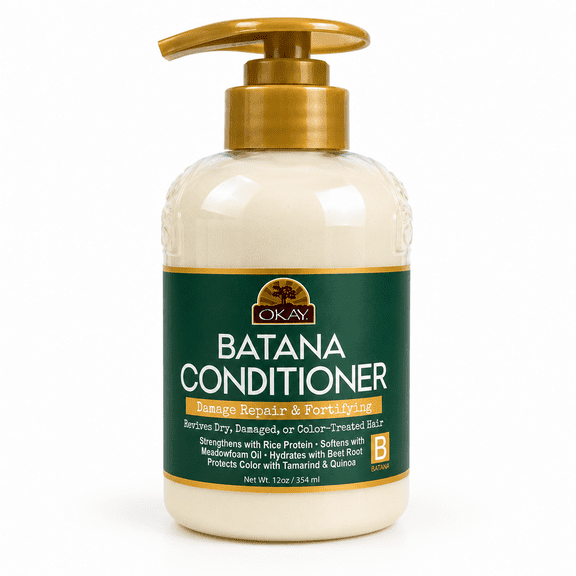 OKAY Batana Oil Moisture Repair Conditioner, Deep Hydration & Hair Strengthening Formula with Coconut, Meadowfoam & Quinoa Protein, Sulfate Silicone Paraben Free, 12 oz