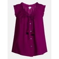 thumbnail image 6 of Scenario Women's and Women's Plus Ruffle Neck Tank Top with Tie Front, Sizes XS-4X, 6 of 6
