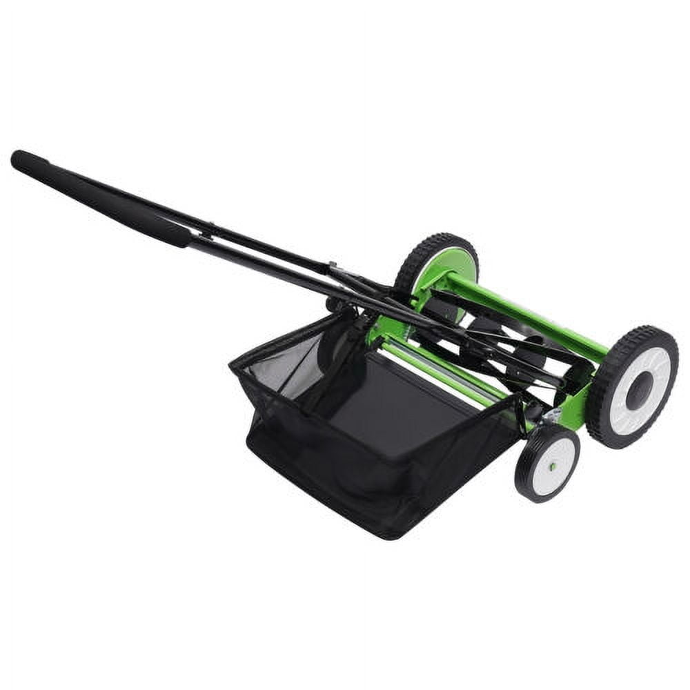 16-Inch Manual Reel Lawn Mower 4 Wheel w/Adjustable Cutting Height Grass Catcher
