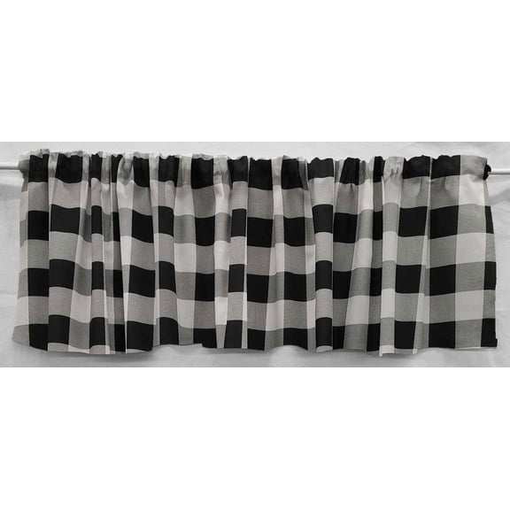 Buffalo Check Plaid Curtain Panels by Penny's Needful Things (Set of 2) 45 Inch Long UNLINED (White)