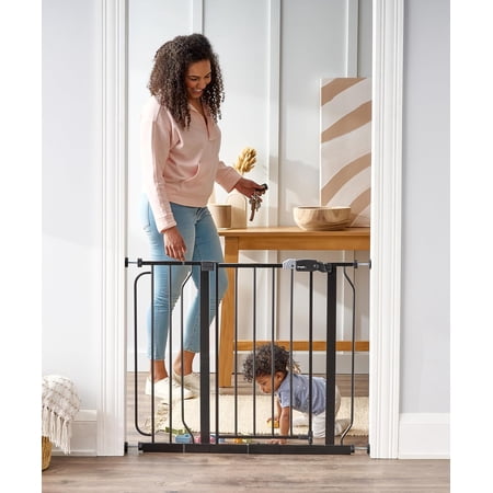 Regalo Easy Step 38.5-Inch Wide Walk Thru Baby Gate, Black, Metal