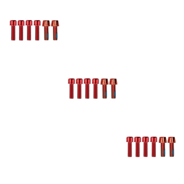 bedienty Lot de 6 Vis de Potence de Vélo de Montagne Montage Hexagonal Boulons avec Rondelle Pièces de Rechange Rouge M5x4+M6x2 3Ensemble