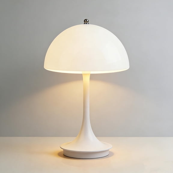 Mushroom Table Lamp with USB Charging Cable, Tri-Color Lighting and Touch-Control Switch, Portable Mini Adjustable LED Lamp Ideal for Bedrooms (White)