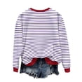 thumbnail image 4 of QTBIUQ Men and Women Christmas Vintage Striped Printed Letter Printing Round-Neck Casual Sporty Long-Sleeved Fleece Sweatshirt Tops Purple, 4 of 9