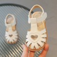 thumbnail image 6 of KPOPLK Girls Leather Soft Open Toe Princess Flat Shoes Summer Sandals(Toddler/Little Kid) Size 8.5,Beige, 6 of 6