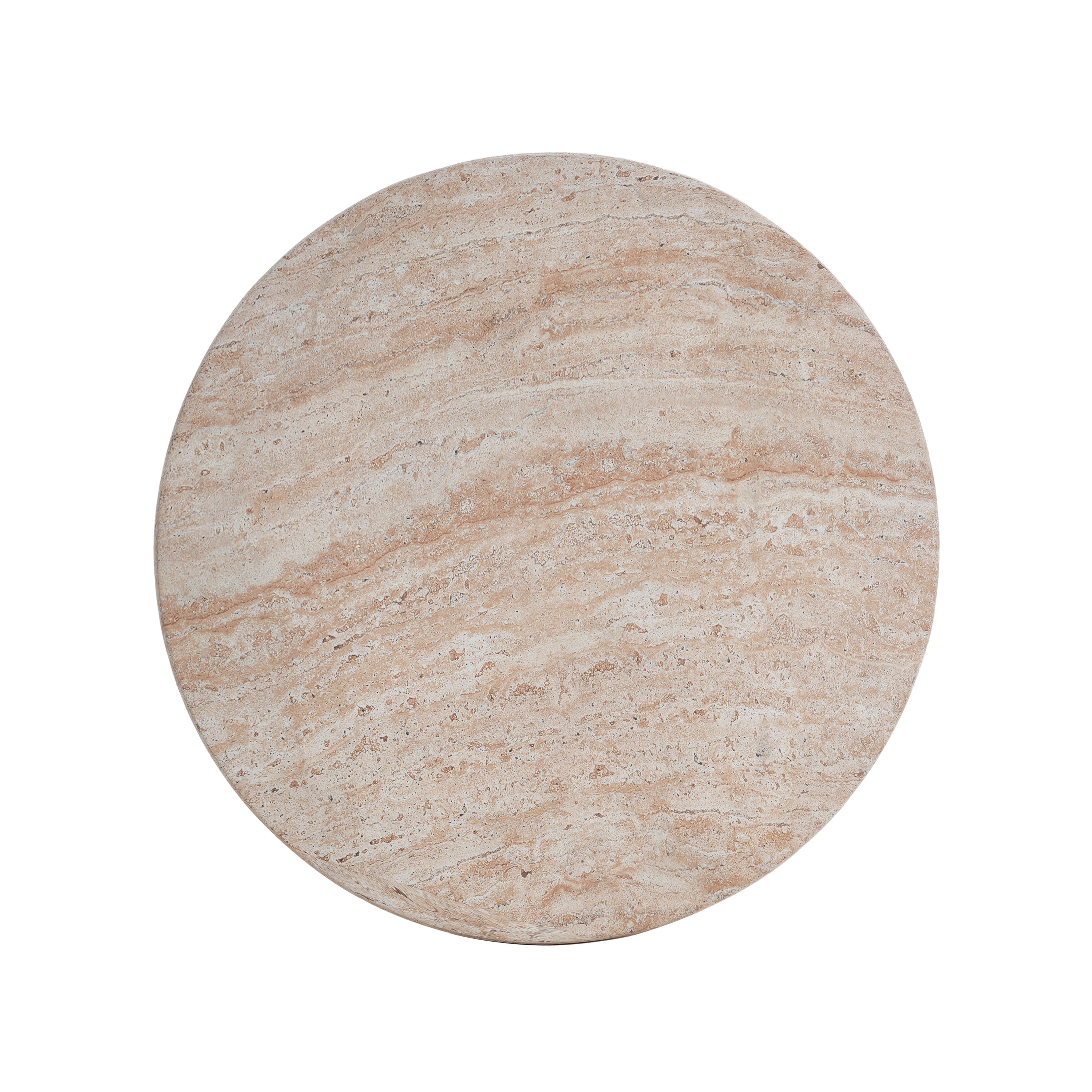 Side Table, Outdoor Indoor Travertine Lightweight Concrete Table for Patio Balcony Garden, Travertine Finish