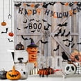thumbnail image 2 of Halloween Shower Curtain, Devil Pumpkins Bats Spider Rustic Wooden Pattern Bath Curtains Happy Halloween Bathroom Curtain Waterproof Fabric with Hooks for Home Decor, 72Wx72H, 2 of 6