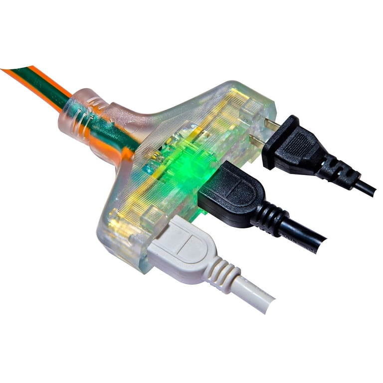 GoGreen Power 8 Ft 16/3 3-Outlet Extension Cord, Lighted photo 2