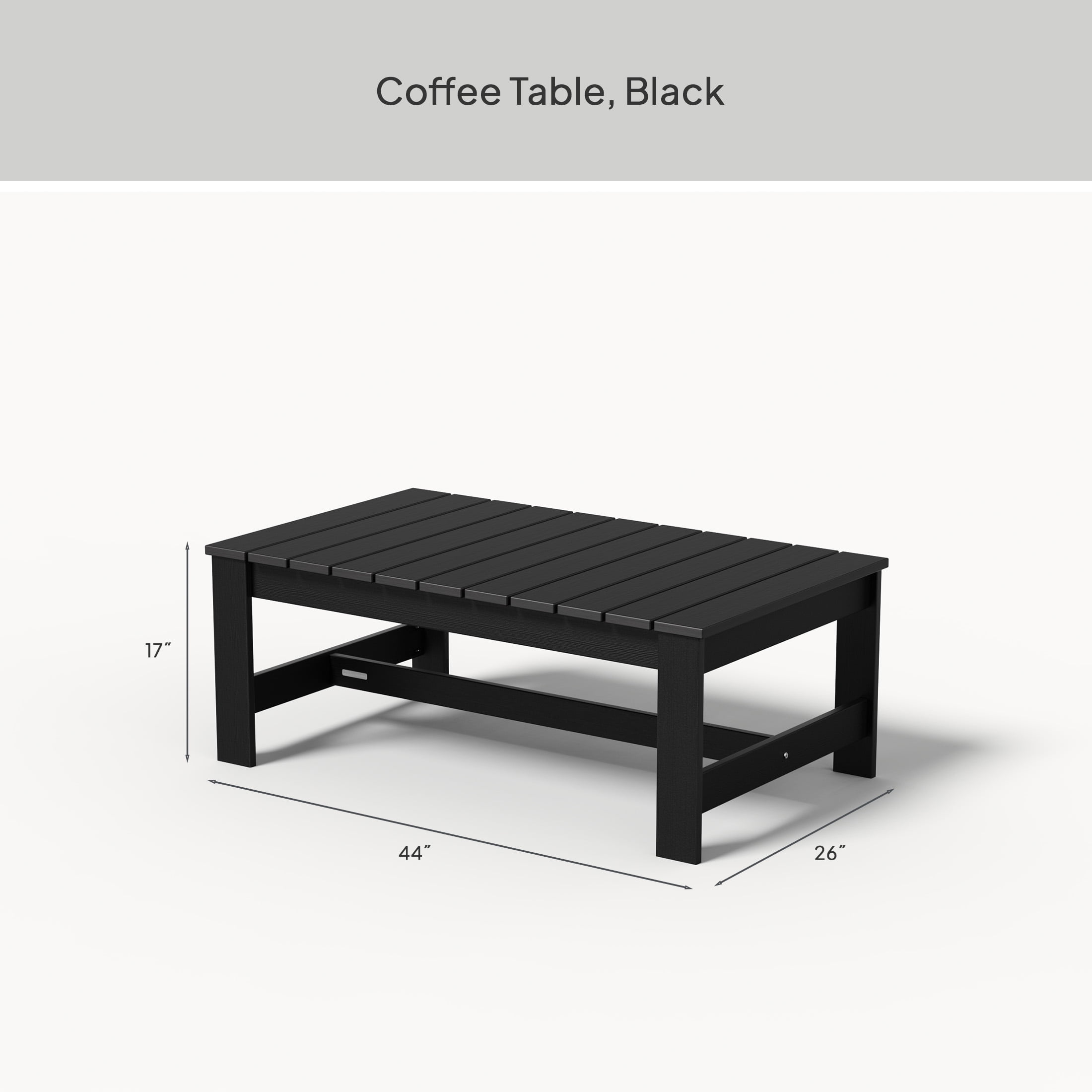 Better Homes & Gardens Ezra Outdoor HDPE Coffee Table, Black