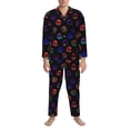 thumbnail image 3 of Salouo 80s Style Palm Trees Print Button-Front Long Sleeve Pajama Set for Men, Soft 2Pjs Men's Long Sleeve Sleepwear-Medium, 3 of 7
