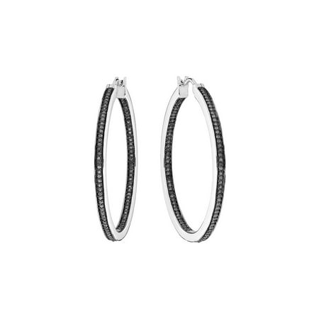 Black Diamond In And Out Hoop Earrings 1 2 Carat Ctw Black Diamond In And Out Hoop Earrings 1 2 Carat Ctw