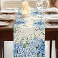 thumbnail image 3 of Flowers Leaves 90 Inch Table Runner, Farmhouse Floral Blue Green Beige Farmhouse Dresser Scarf Cotton & Linen Tablerunner for Dining/Kitchen Island/Holiday Party Décor 13" x 90", 3 of 9