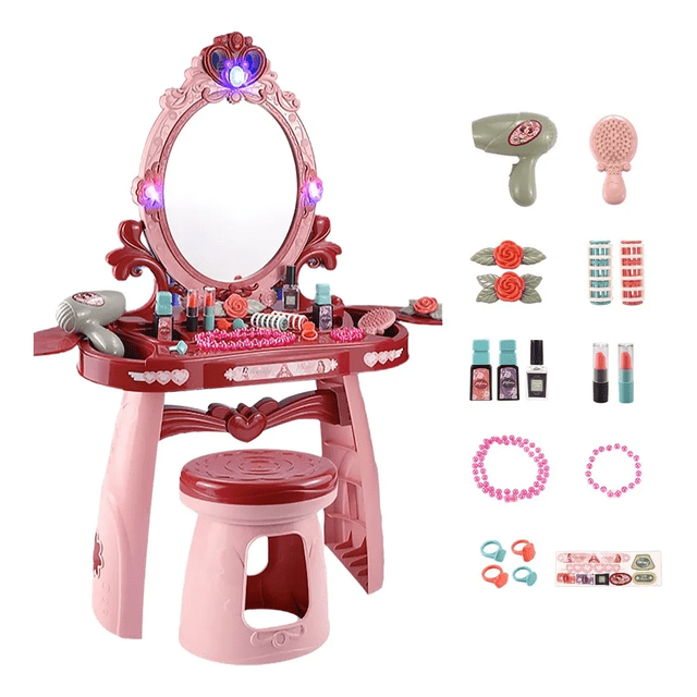 Set De Tocador Infantil Para Niña Con Luz Y Sonido Regalo Xtellar rosa