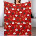 thumbnail image 4 of Christmas Stick Gingerbread Man Red Christmas Throw Blanket Soft Flannel Throw Blankets with Snowflake Santa Claus Pattern Cozy Blanket for Couch, Sofa and Bed Gifts for Xmas 40"x50", 4 of 6