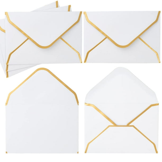 Sobres Mini Toperd Blanco con Borde Dorado 10x7 cm Paquete de 200