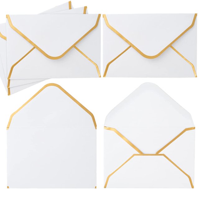 Sobres Mini Toperd Blanco con Borde Dorado 10x7 cm Paquete de 200