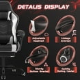 thumbnail image 6 of Lacoo PU Leather Gaming Chair Massage Ergonomic Gamer Chair Height Adjustable Computer Chair with Footrest & Lumbar Support, White, 6 of 12