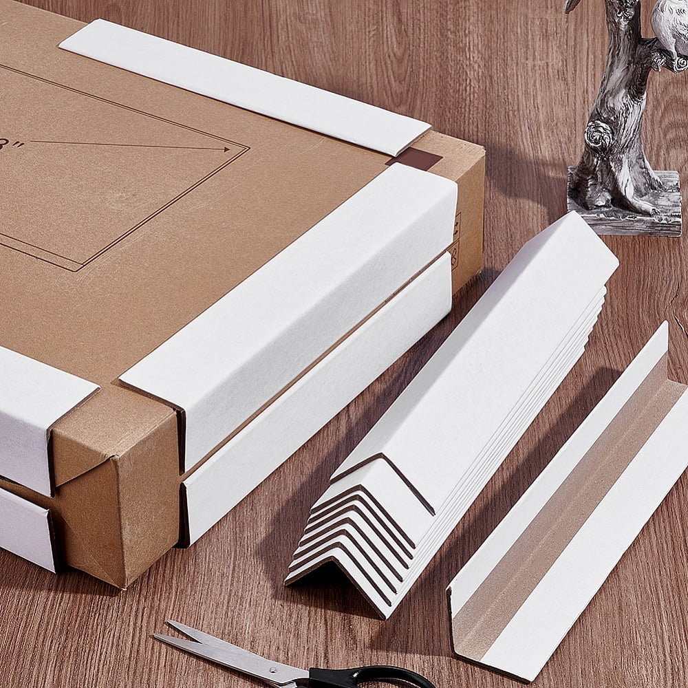 20pcs Cardboard Edge Protectors 2" x 2" x 12" Packaging Cardboard Corner Protectors White V-Board Reinforced Corner Guards