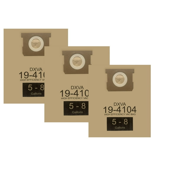 3 Pack DXVA19-4104 Dust Bags for DEWALT 5-6-8 Gallon Wet Dry Vacuum, Compatible with DXV05P DXV06PL DXV08S