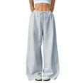 thumbnail image 2 of YueHuiYing Womens Wide Legs Sweatpants High Waisted Baggy Pants Casual Athletic Joggers with Pockets, 2 of 7
