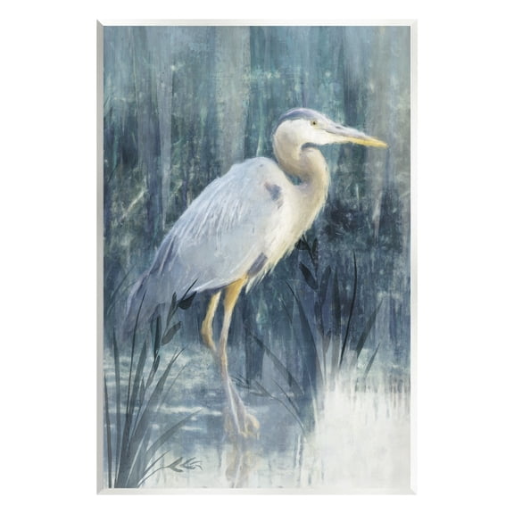 Stupell Egret River Reeds Nature Grasses Animals & Insects Painting Wall Plaque Unframed Art Print Wall Art