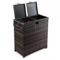 thumbnail image 2 of Hassch 72 Gallon Wicker Trash Can, Outdoor Hideaway Waste Bin with 2 Lids for Garage, Patio, Porch, Brown, 2 of 9