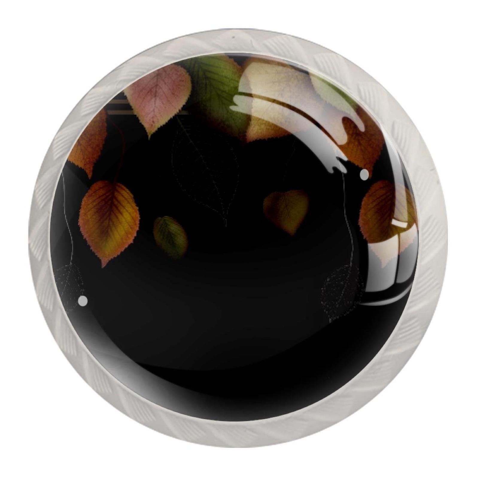 Ownta Grape Leaves Round Glass Drawer Handles Knobs Pulls With Screws