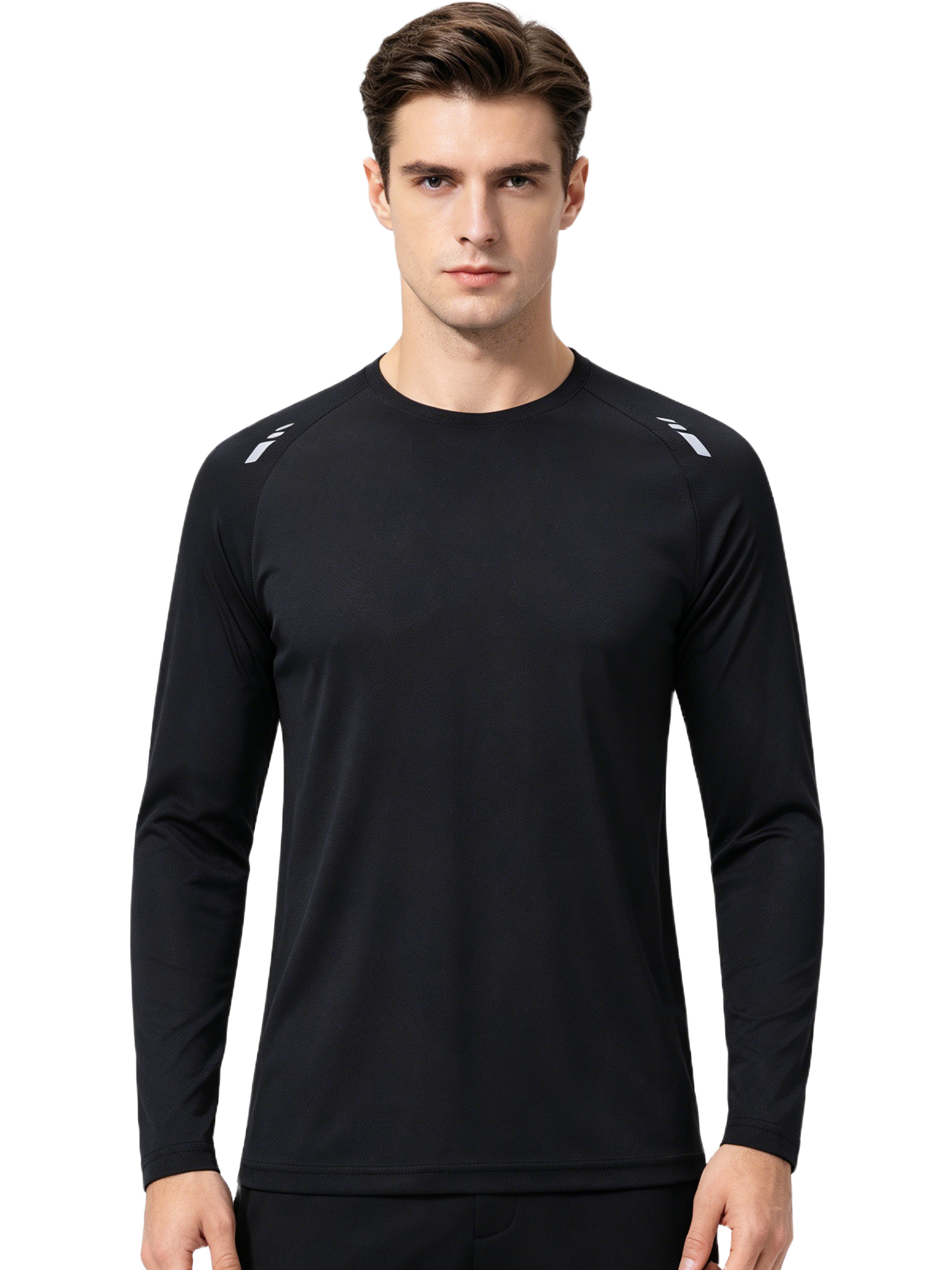 Paquete de 2 camisas de entrenamiento de manga larga para hombre, protección solar, absorción de humedad, secado rápido, atléticas para gimnasio, negro, talla L 3