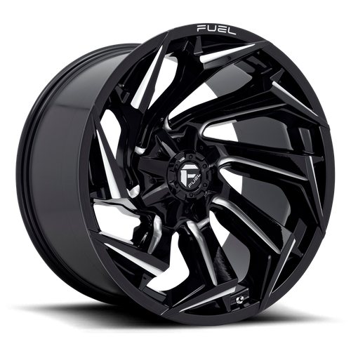 FUEL D753 REACTION 22X10 8X180 -18ET 110.2CB GLOSS BLACK MILLED WHEEL ...