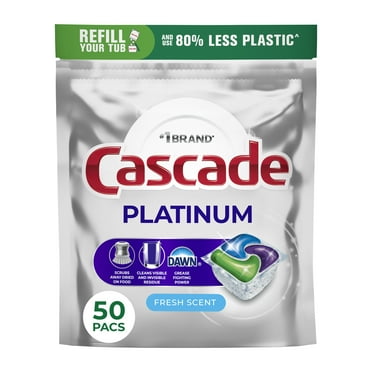 Cascade Platinum Dishwasher Pods, Dishwasher Detergent, Dish Detergent Soap, Fresh, 50 Count