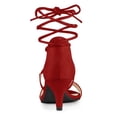 thumbnail image 3 of BLISSFUL STEP Women's Open Toe Kitten Heel Lace Up Sandals, 3 of 7