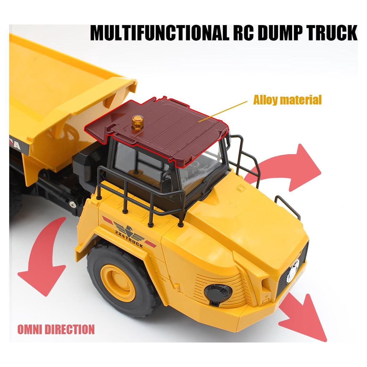 Fisca Hinge Joint Remote Control Dump Truck Toys, 6 Channel RC Construction Vehicles with Lights and Sound