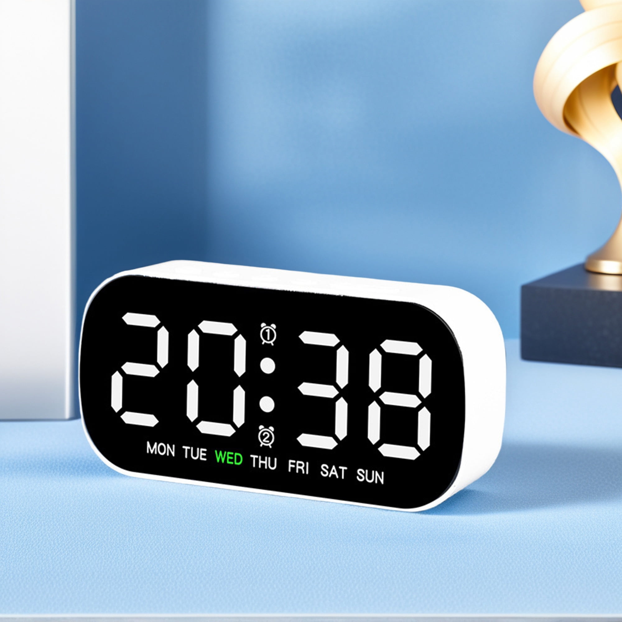 Unique Bargains LED Alarm Clock Black Housing and White Light 5.1"L x 1.4"W x 2.4"H