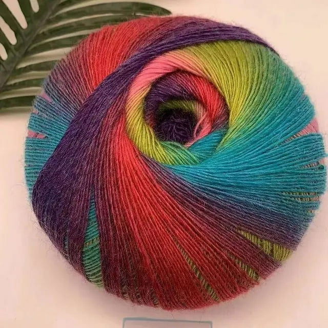 Segmental Dyed Rainbow Hand Knitted Thread 200g 1600m Long Invincible Magic Ball Wool Crochet Thread Rainbow Magic Ball
