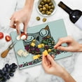 thumbnail image 5 of Owls Cutting Board, Owl Shaped by Geometric Floral Blooms Plants Patterns Colorful Doodle Design, Decorative Tempered Glass Cutting and Serving Board, Small Size, Multicolor, by Ambesonne, 5 of 5