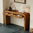 thumbnail image 4 of Harper & Bright Designs Wood Console Table with Storage , Flutde Entryway Table with Curved Corners for Hallway & Living Room , Brown, 4 of 13