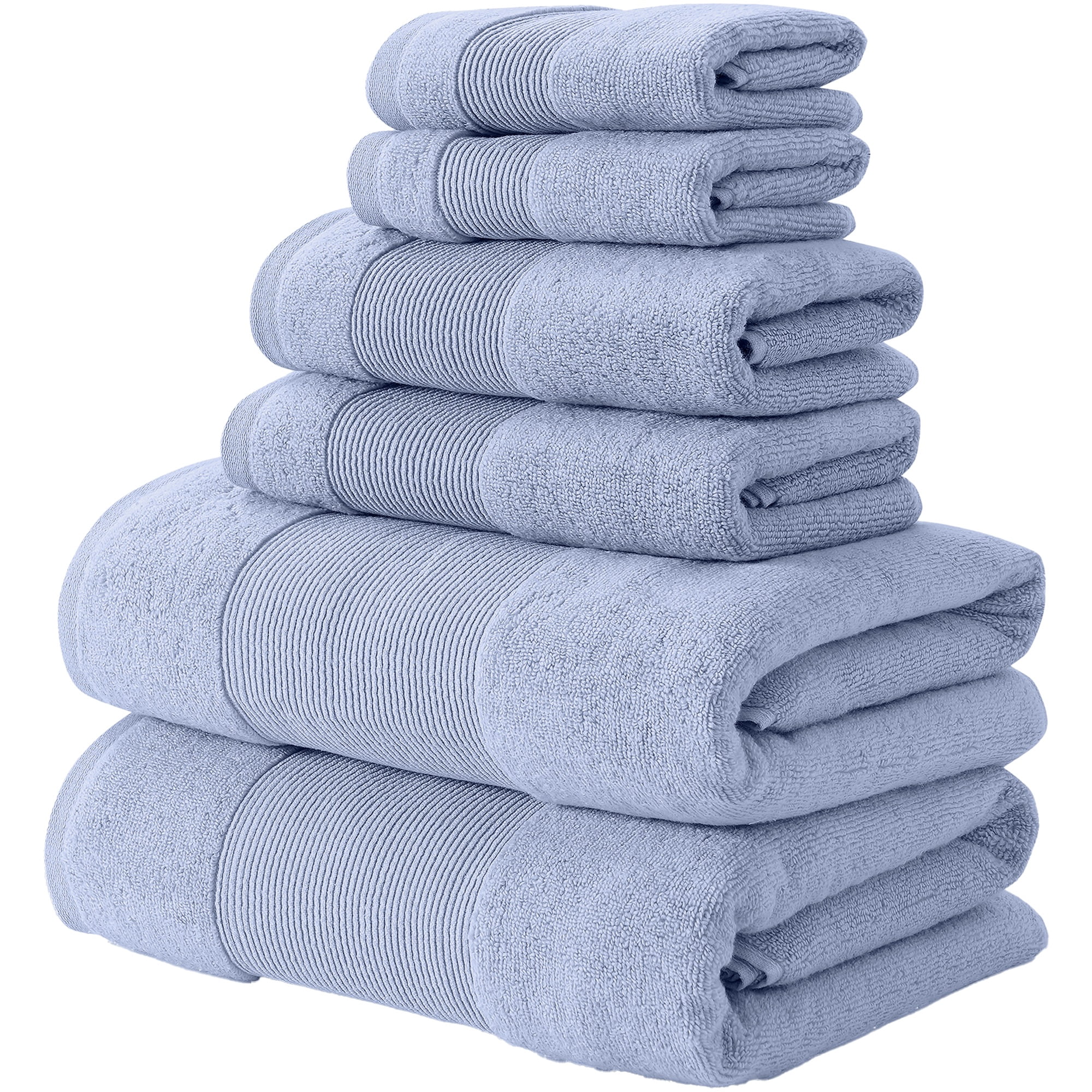Modern Threads Aircloud 6-Piece Cotton Adult Bath Towel Set, Blue