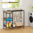 thumbnail image 2 of Broom Holder with Cleaning Supplies Organizer, Movable Broom Closet Storage Cabinet with Cleaning Caddy, Cleaning Cart with Mop Rack, Janitorial Housekeeping Cart on Wheels, Laundry Room Organization, 2 of 4