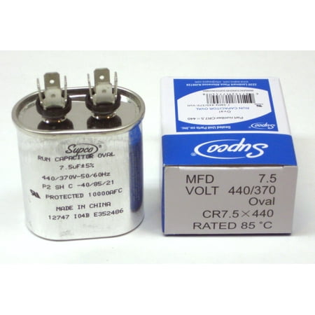 

SUPCO CR7.5X440 HVAC Oval Fan Motor Run Capacitor 7.5 MFD/UF 440 Volts