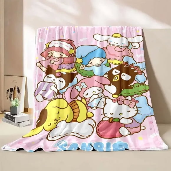Sanrio Cartoon Character Hello Kitty Blanket Flannel Fluffy Soft Throw Camping Blanket for Children Sofa Throw Blanket Gift