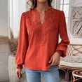 thumbnail image 5 of HAJWOH Womens Tops Dot Boho Long Sleeve Shirts V Neck Casual Chiffon Blouses Flowy Lace Hem Cute Clothing Trendy 2026, 5 of 6