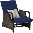 thumbnail image 2 of Outsunny PE Wicker Solid Print Removable Cushion Covers Outdoor Recliner Chair, Blue / Dark Blue, 2 of 9