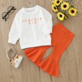 thumbnail image 2 of ZXLBBD Kids Toddler Girls Fall Print Ribbed Long Sleeve Top and Long Pants Bell Bottoms Outfits Set Casual Versatile Outdoor Daily Wear Size 3 Y-4 Y, 2 of 7