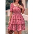 thumbnail image 4 of Vestido PRETTYGARDEN 2025 Floral de Verano con Escote Cuadrado Rojo Talla S, 4 of 6