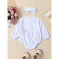 thumbnail image 3 of ZAXARRA Baby Girl 2Pcs Fall Outfits Long Sleeve Ruffle Collar Swiss Dots Romper with Headband Set Infant Clothes, 3 of 8