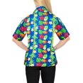 thumbnail image 4 of HAPPY BAY Button Down Shirt for Women Floral Summer Beach Party Blouse Shirt Hawaiian TShirts Short Sleeve Vacation Dress Shirts Blouses for Women XL Tropical, Sky Blue, 4 of 5