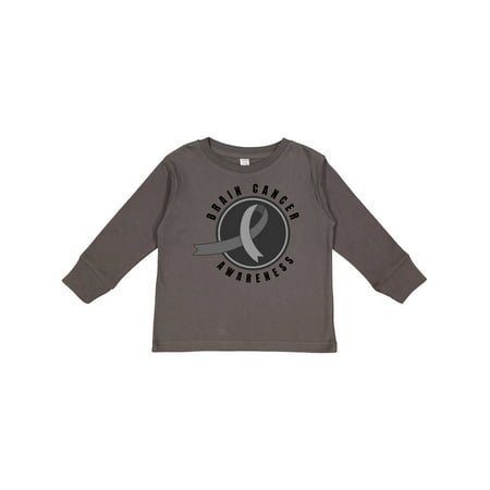 

Inktastic Brain Cancer Awareness with Grey Ribbon and Circle Gift Toddler Boy or Toddler Girl Long Sleeve T-Shirt